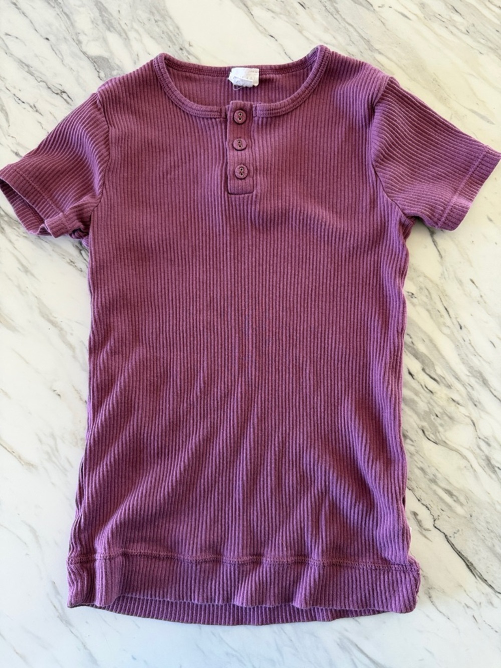 Jamie Kay Short Sleeve Ribbed Henley Top - Plum